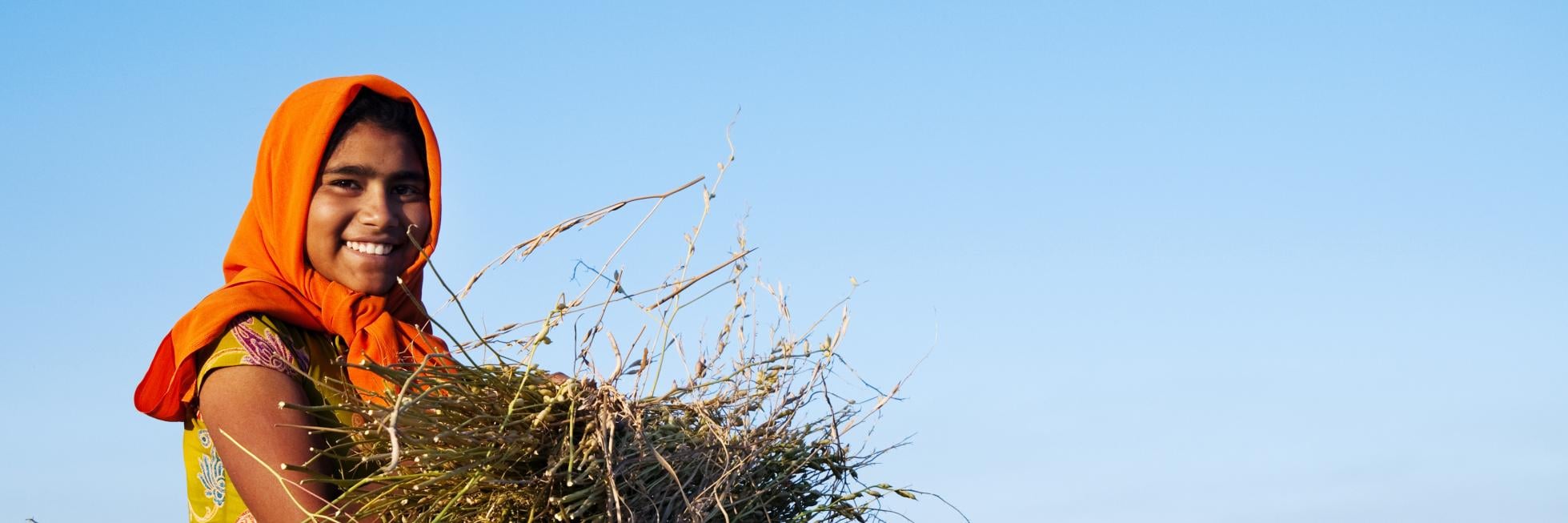 Indian woman carrying branches